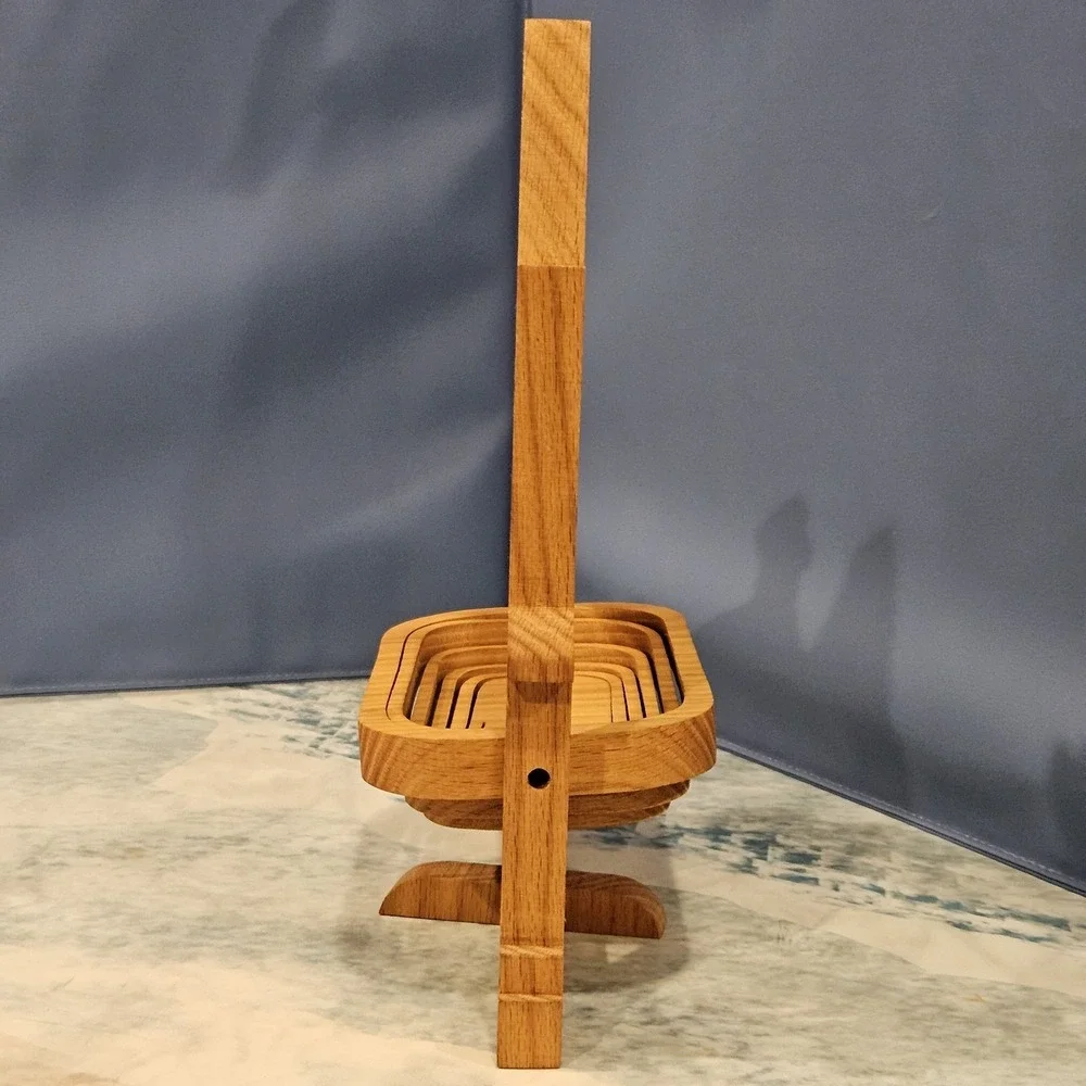 John Keim Folding Basket Wood Church Shape Longaberger Style Handmade‎ Decor